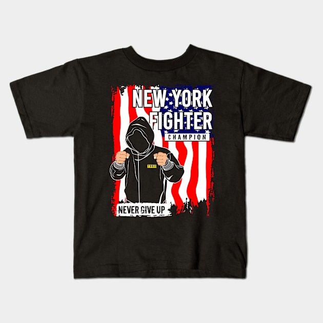 New York city Fighter Champion Kids T-Shirt by Mako Design 